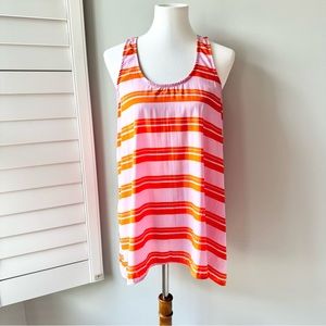 Lush Pink Orange Striped Sleeveless Flowy Top Size Large
